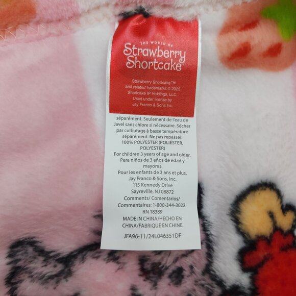Strawberry Shortcake Plush Throw Blanket 50"x70" Pink White Striped Polyester - Picture 9 of 12